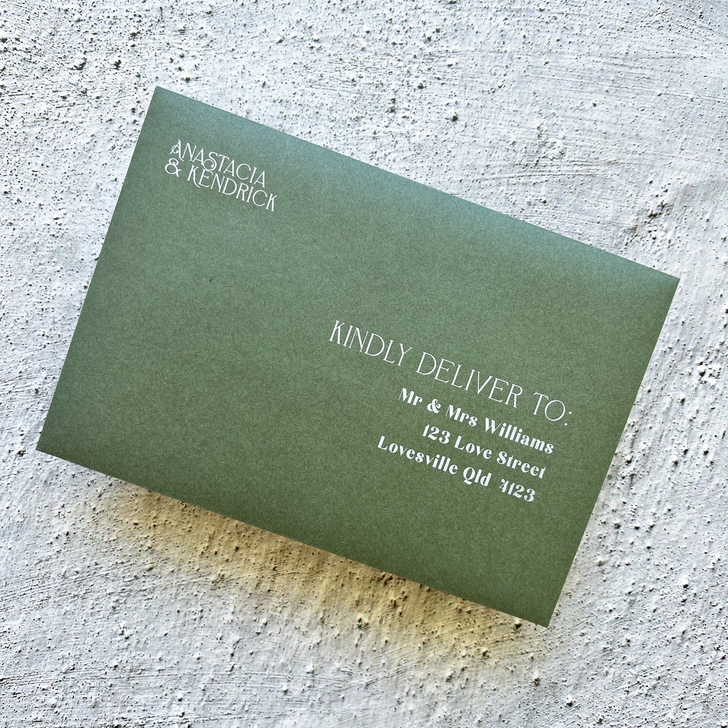 Anastacia Green Oval Wedding Invitation Suite