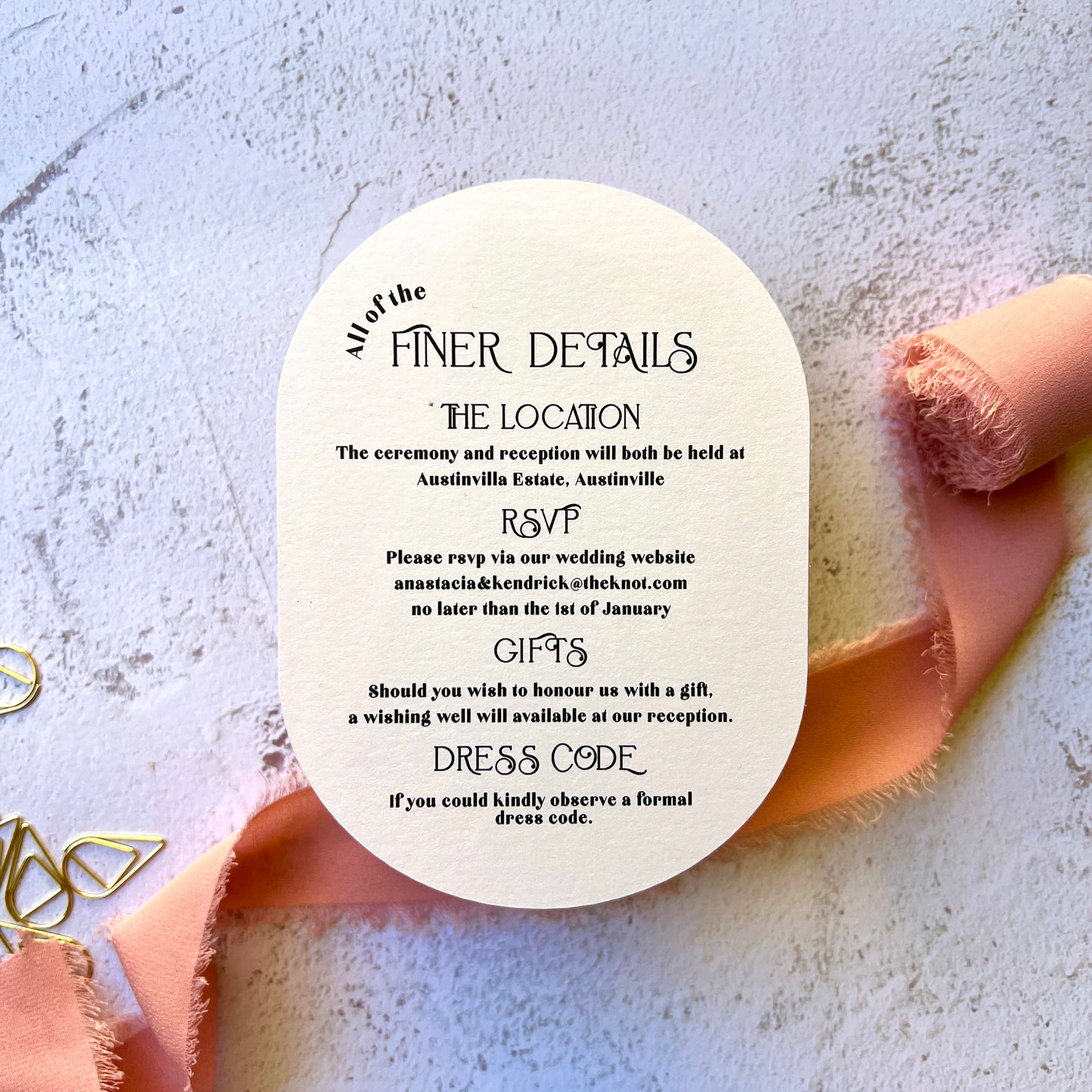 Anastacia Oval Wedding Invitation Suite