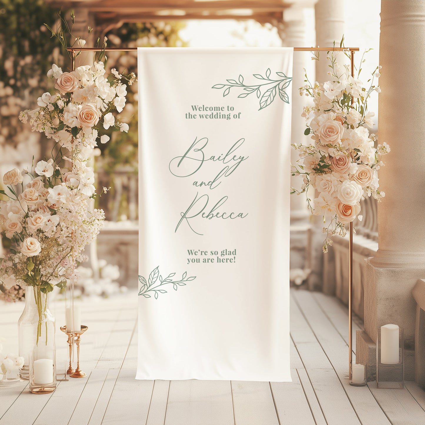 Botanical Fabric Wedding Welcome Sign