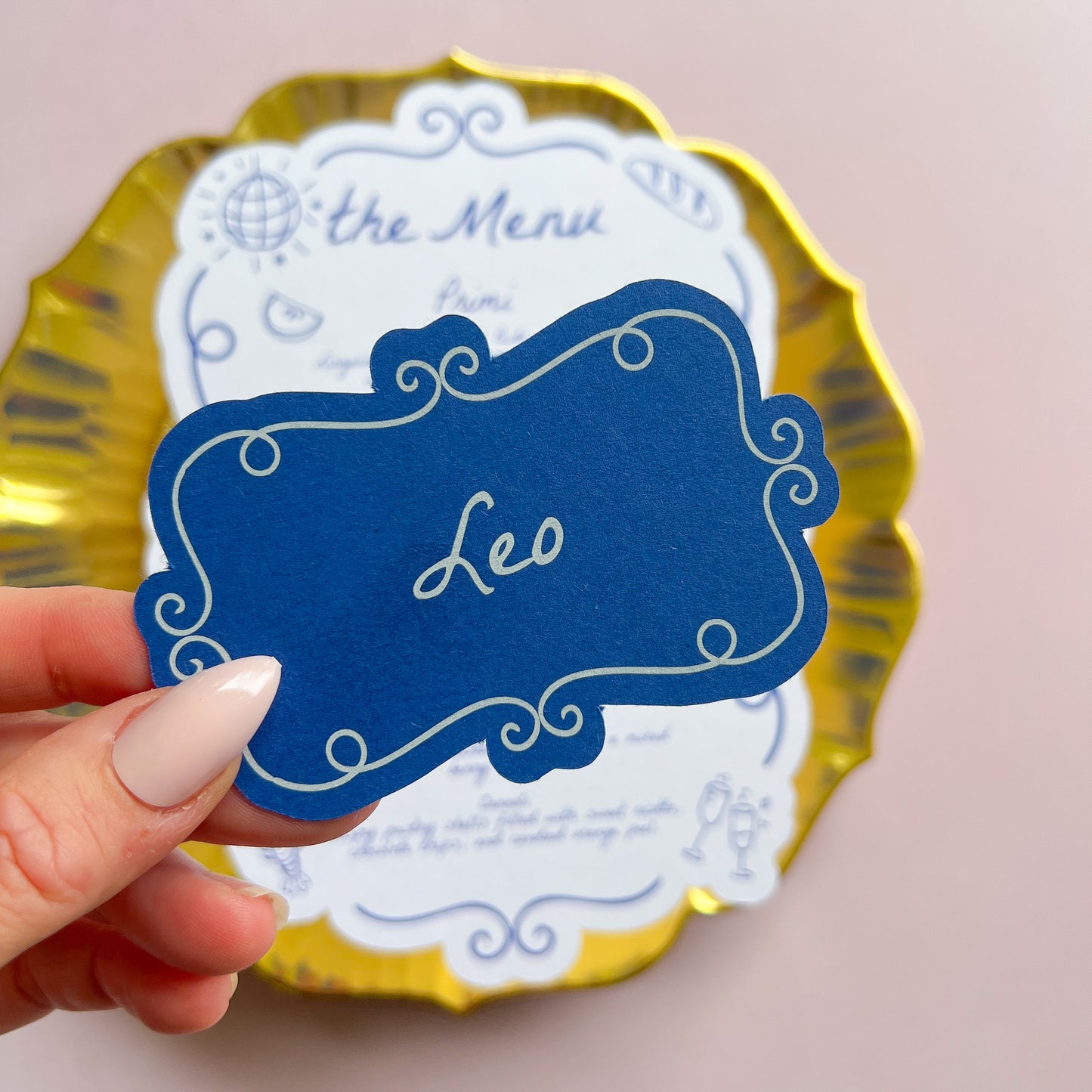 Capri Menu Blue and White Wedding or Event Place Cards and Menus