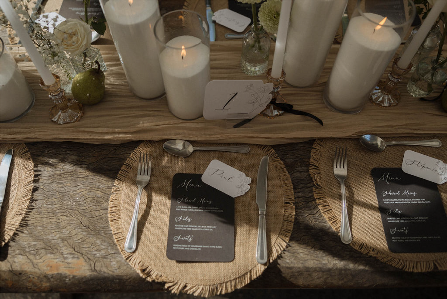 Encaptured Menu / Wedding or event Place Cards and Menus