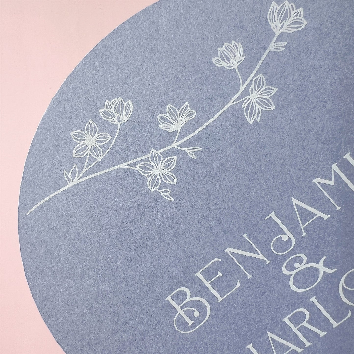 Happily Ever After Wave Pocket Arch Invitation Dusty Blue and Blush Pink or choose your colours