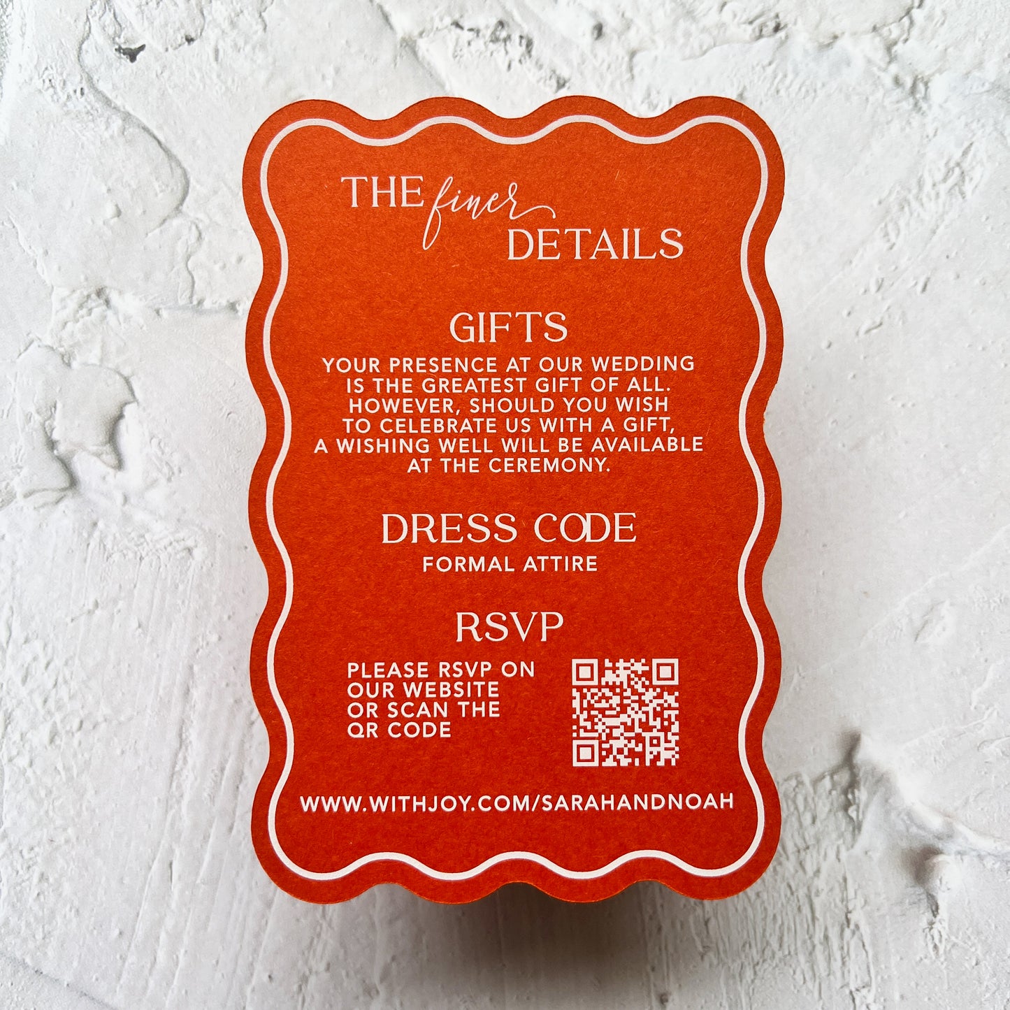 Allure Wave Pocket Arch Invitation Burnt Orange and Hot Pink