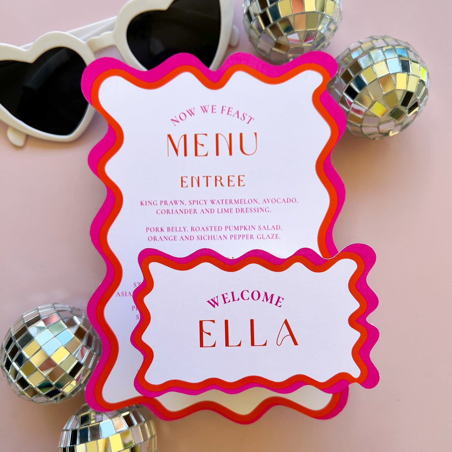Livewire Wave Menu / Wedding or event Place Cards and Menus