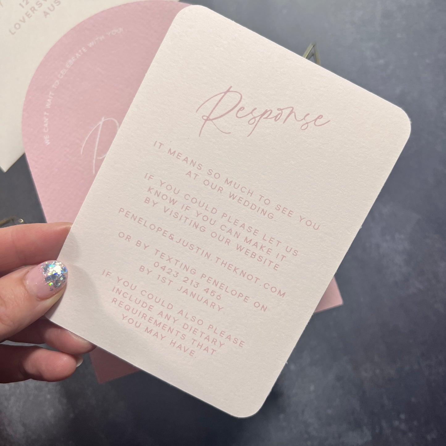 Whimsical Dusty Pink Layered Arch Invitation Set