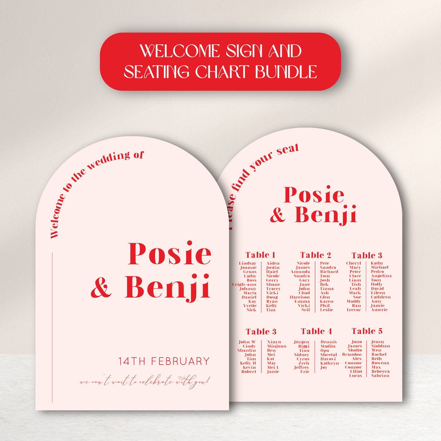 Posie Wedding Welcome Sign and Seating Chart Package