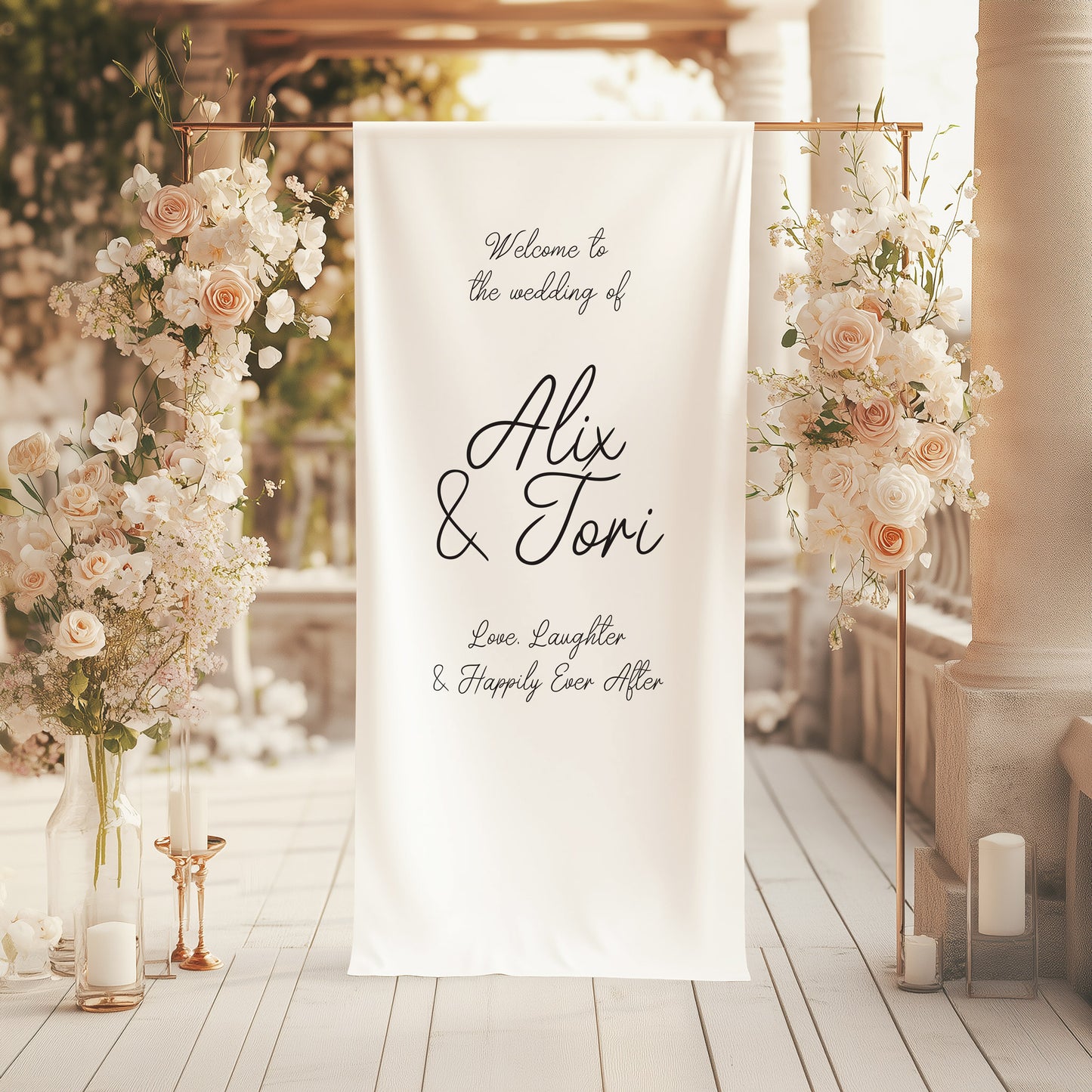 Precious Fabric Wedding Welcome Sign
