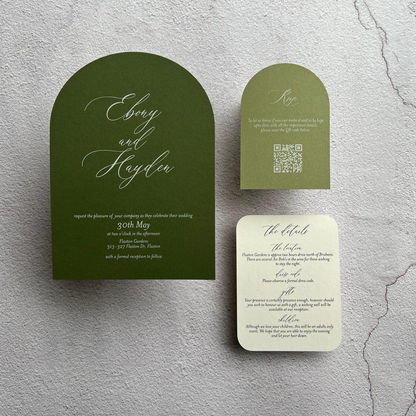 Timeless Arch Wedding Invitation Set Green