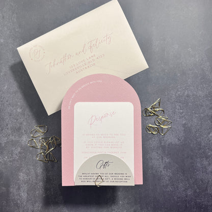 Whimsical Dusty Pink Layered Arch Invitation Set