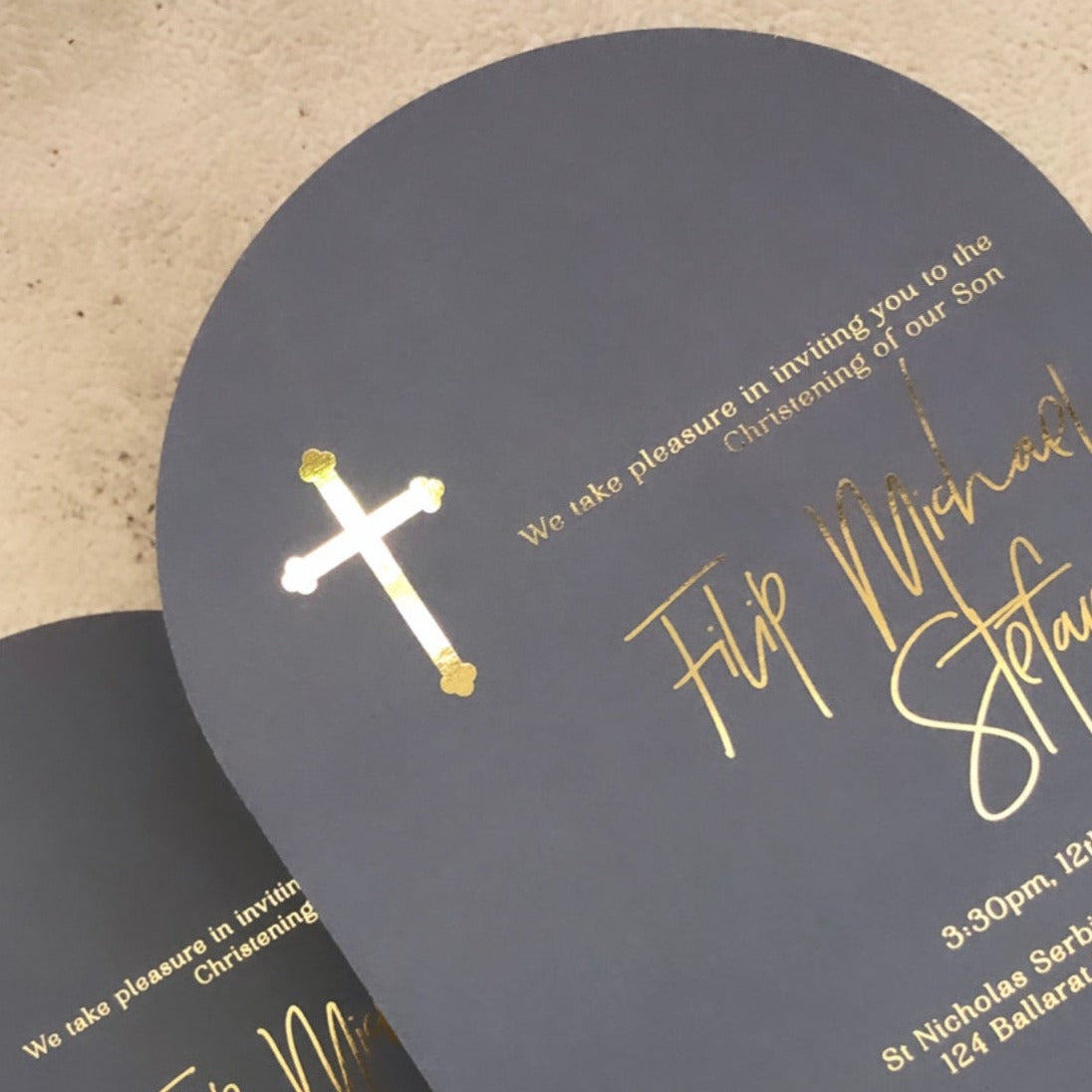 Dusty Blue Christening Baptism Invitation - Glitzy Prints