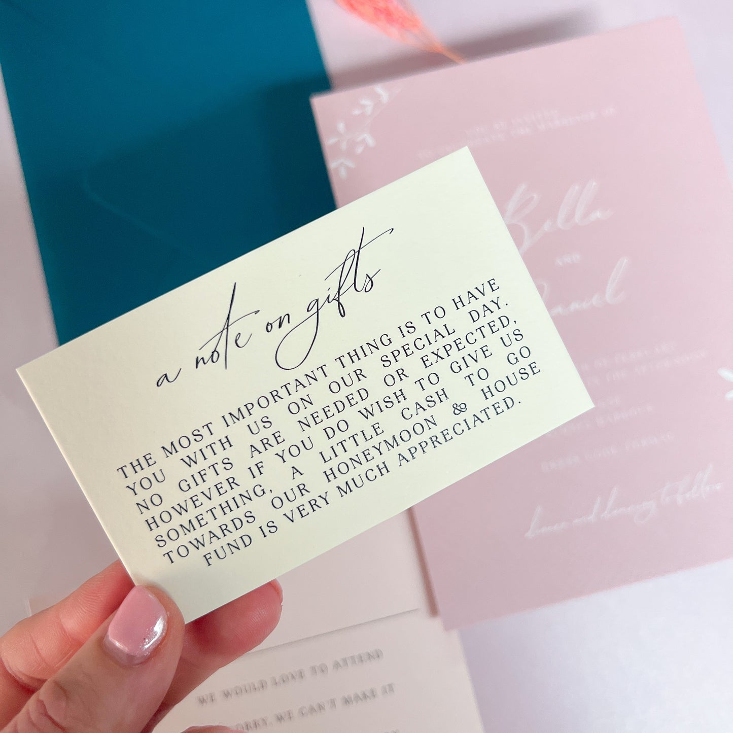 Bella White Ink Dusty Pink Invitation Suite - Glitzy Prints