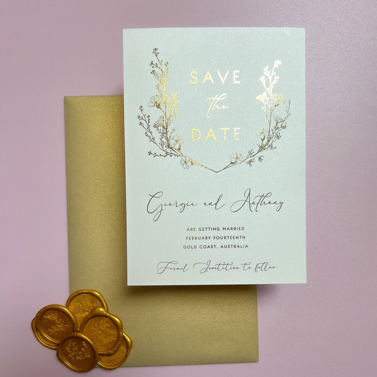 Gold Foil Save the Date