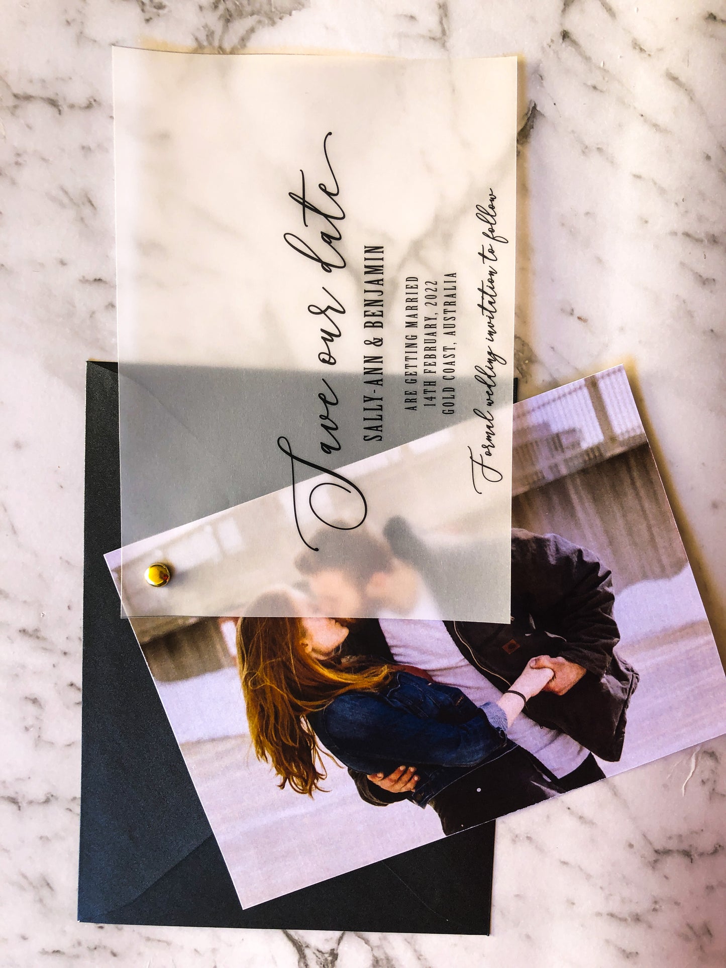 Vellum Save the Date Photo Invitation - Glitzy Prints