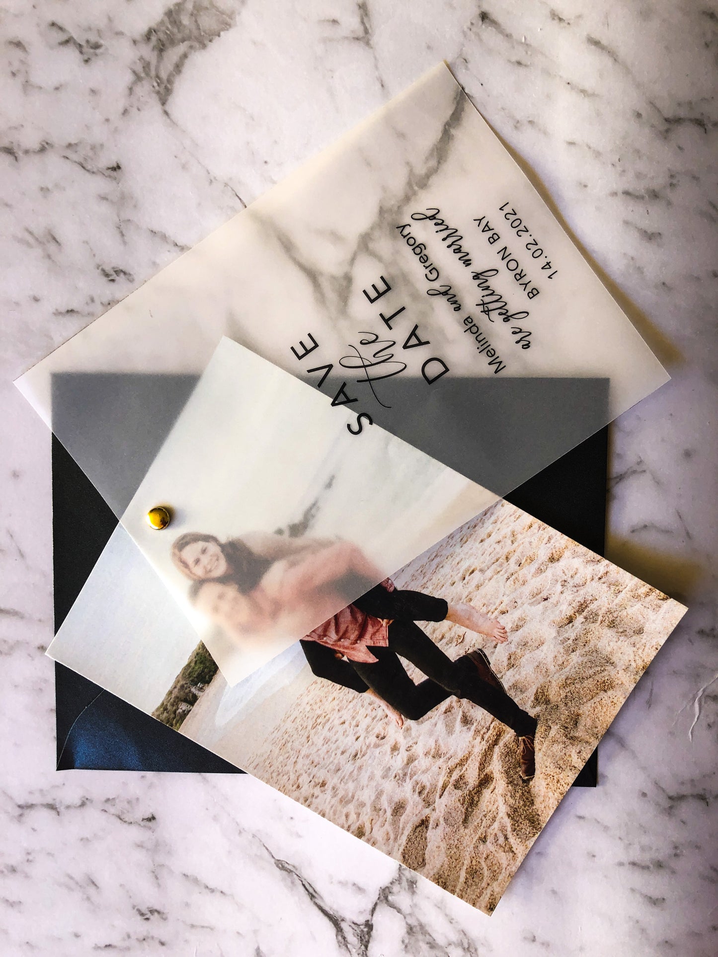 Vellum Save the Date Photo Invitation - Glitzy Prints