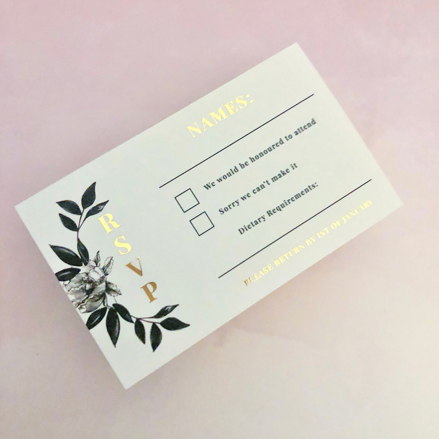 "Kathleen" Double Arch Gold Foil Wedding Invitation Suite Double-Sided - Glitzy Prints