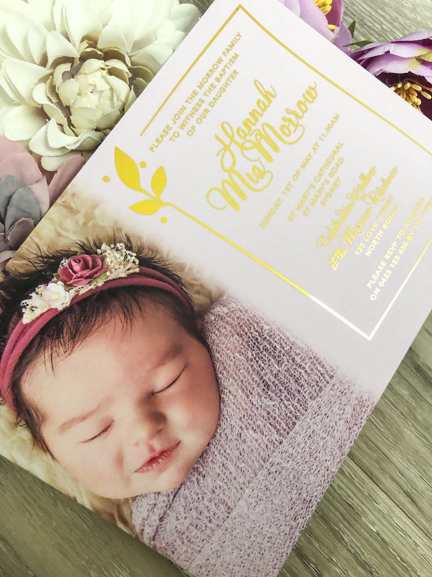 Christening or Baptism Photo Foil Invitation - Glitzy Prints