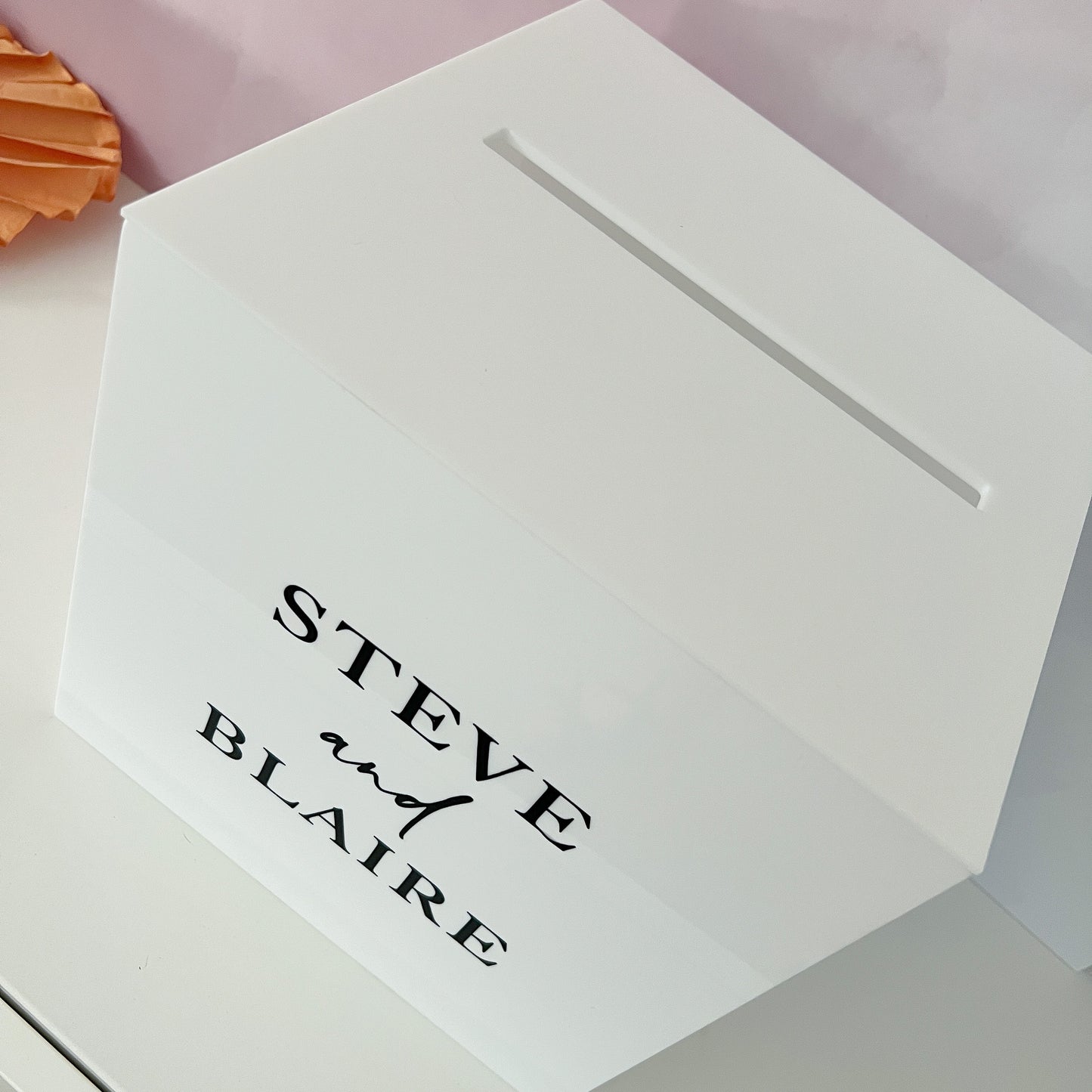 White Acrylic Wishing Well Card Box - Glitzy Prints