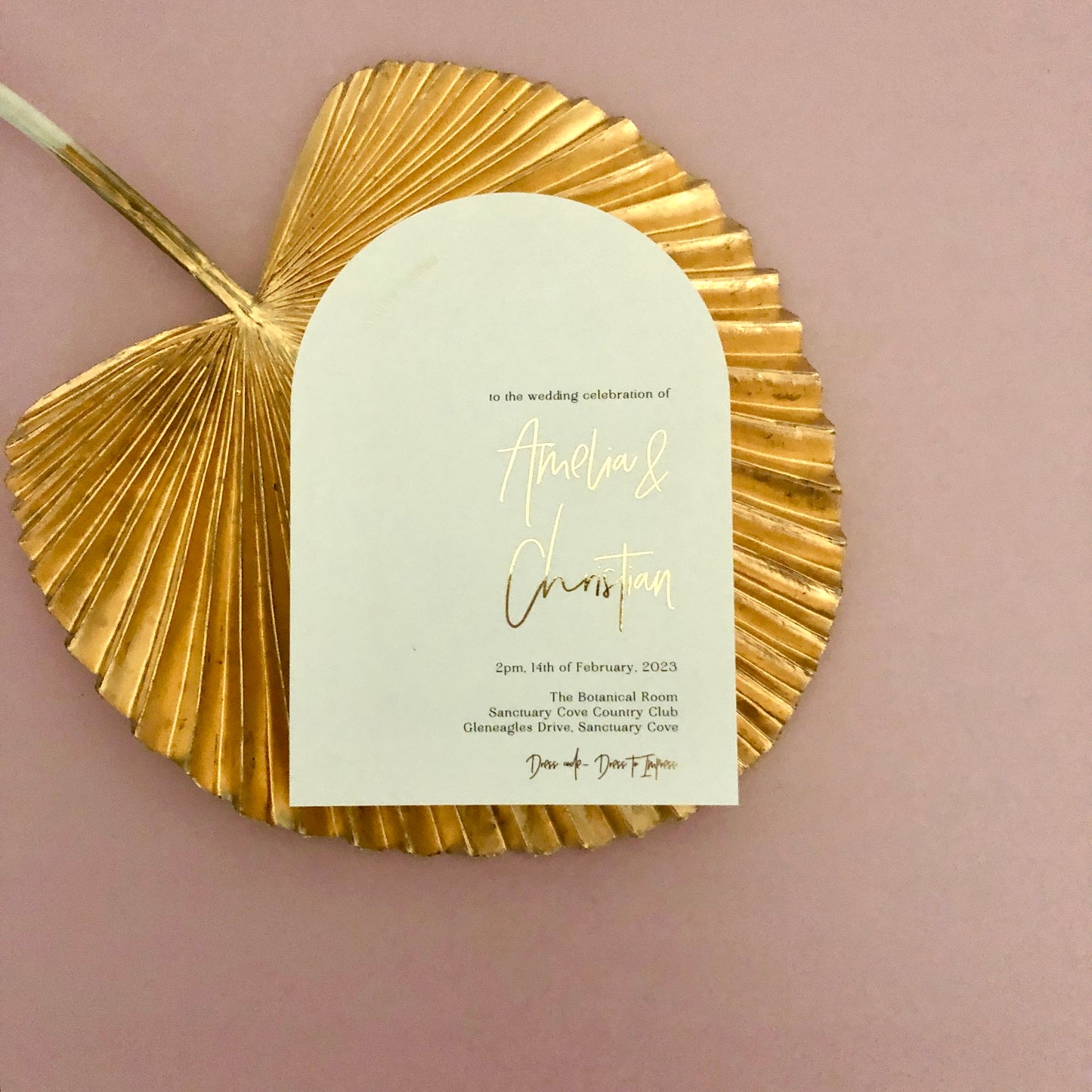 Arch invitation with gold foil 1