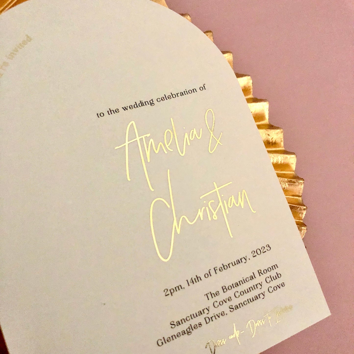 Arch invitation with gold foil 1