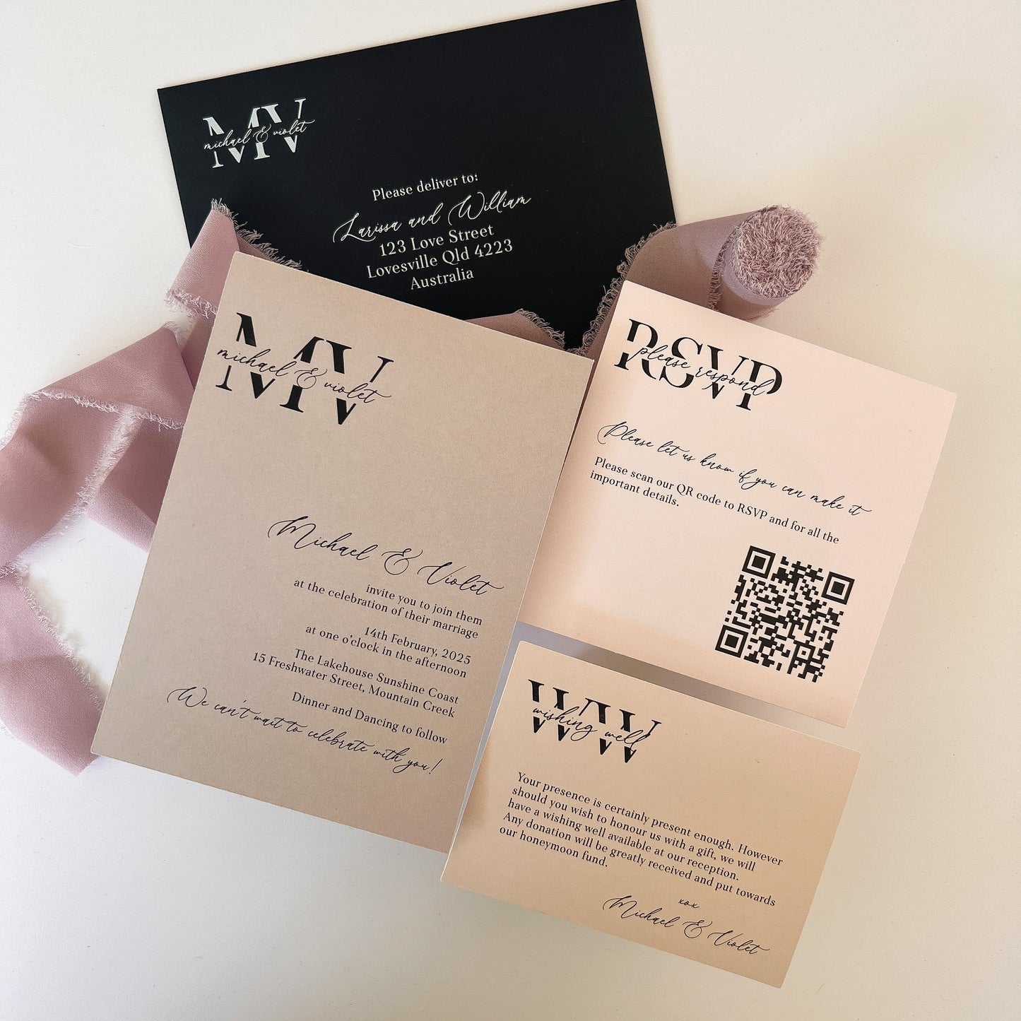 Violet Layered Invitation Set