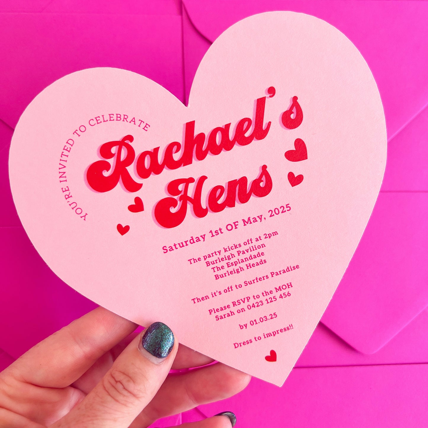 Heart Shaped Hens Birthday Wedding Invitation