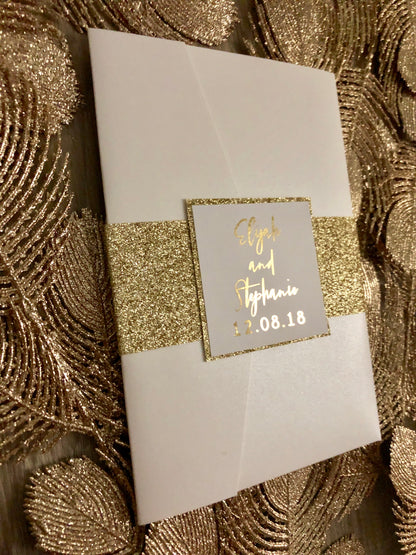 Marble and Gold Foil Pocket Foil Invitation - Glitzy Prints