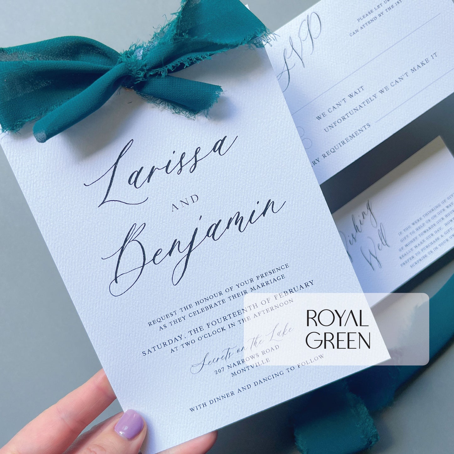 Larissa Ribbon Wedding Invitation - Glitzy Prints