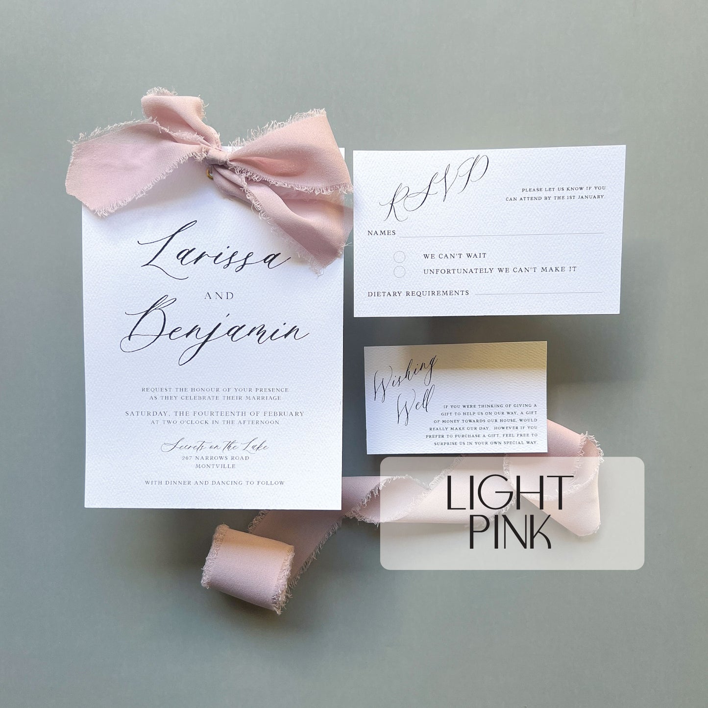 Larissa Ribbon Wedding Invitation - Glitzy Prints