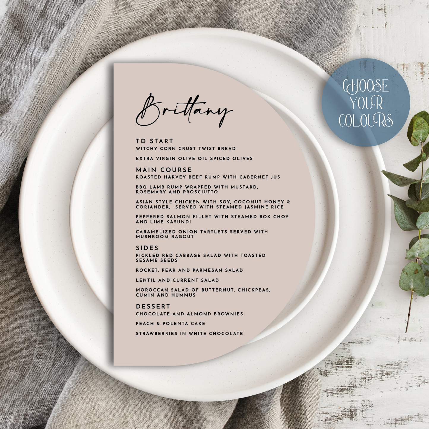 Semi-Circle die-cut menu - Glitzy Prints