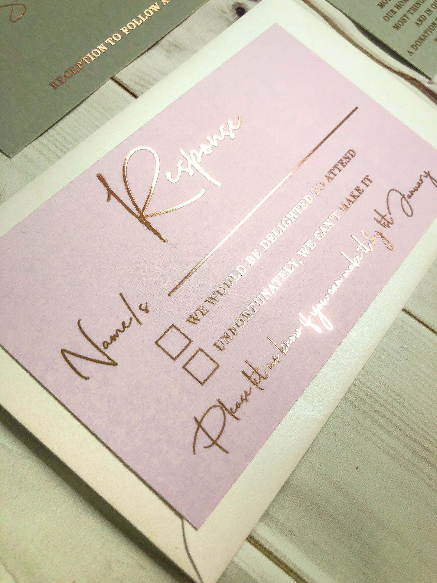 "Shannon" Grey and Pink Foil Wedding Invitation Suite - Glitzy Prints