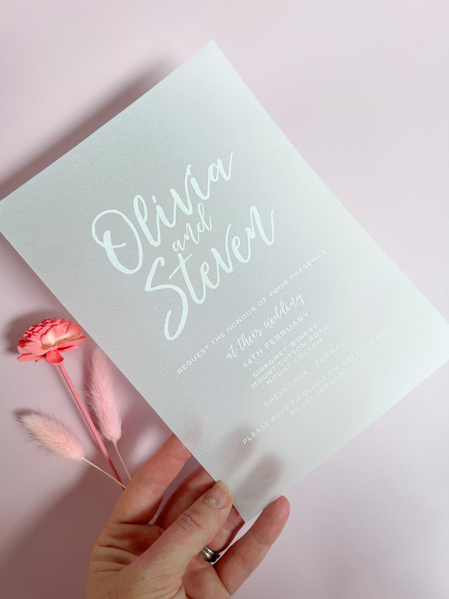 White Ink Vellum Invitation - Glitzy Prints