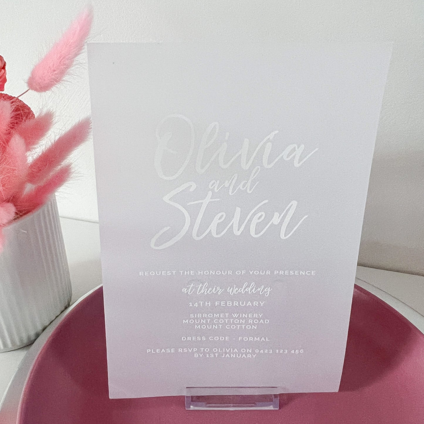 White Ink Vellum Invitation - Glitzy Prints