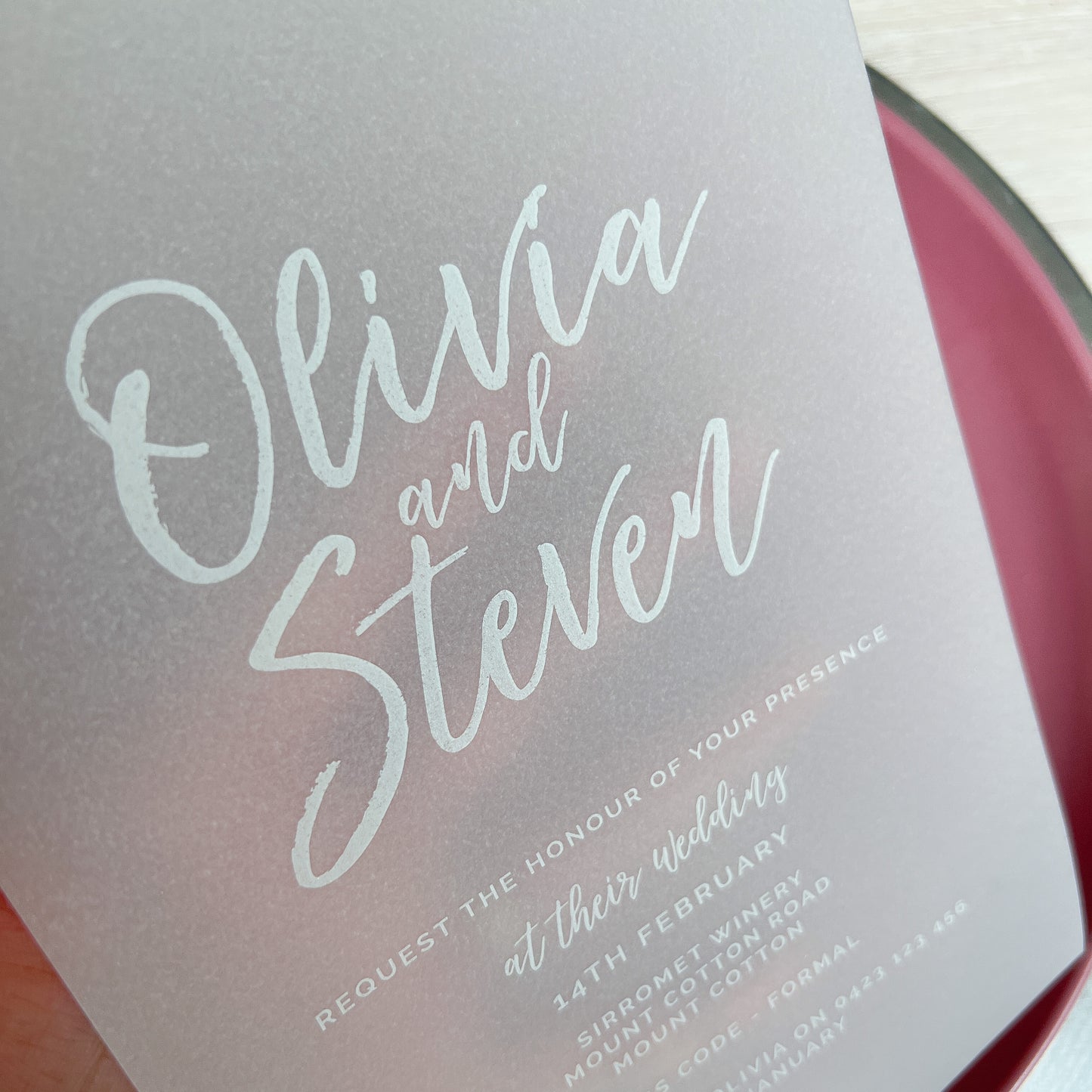 White Ink Vellum Invitation - Glitzy Prints