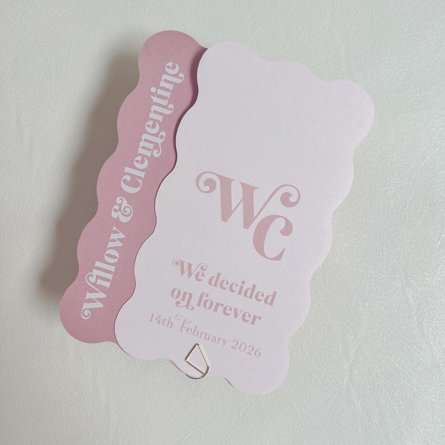 Willow Wave Shape Layered Invitation Set - Invite and Details Card in Dusty Pink and Nude