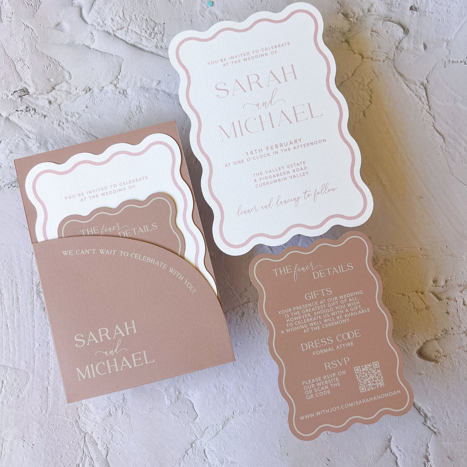 Sienna Rose Gold Ombre Watercolour Wedding Invitation