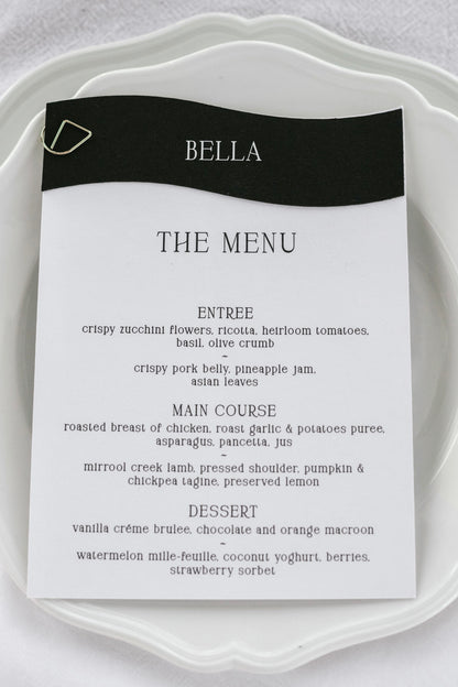 Cherished Menu  / Wedding or event Place Cards and Menus