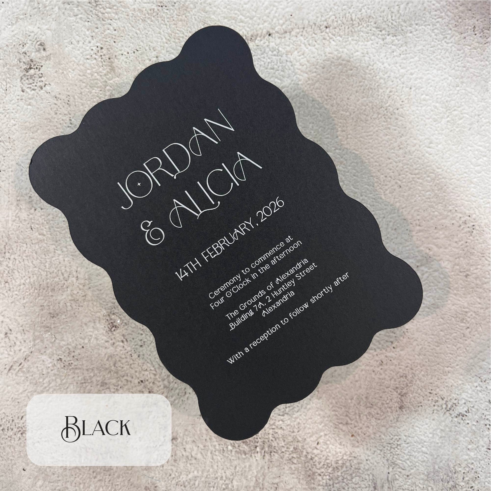 Wave Die Cut Wedding Invitation Wavy Black