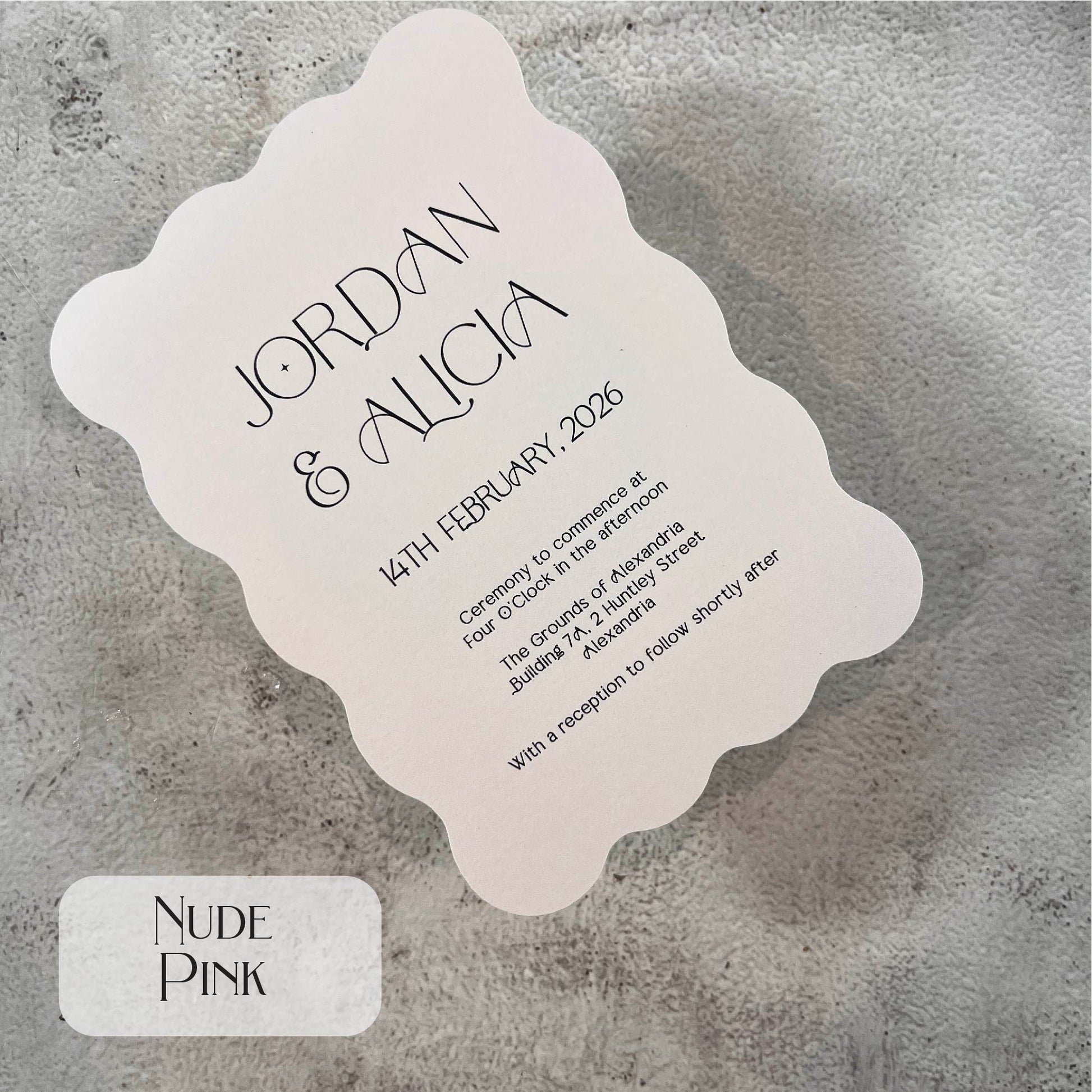Wave Die Cut Wedding Invitation Wavy Nude Pink