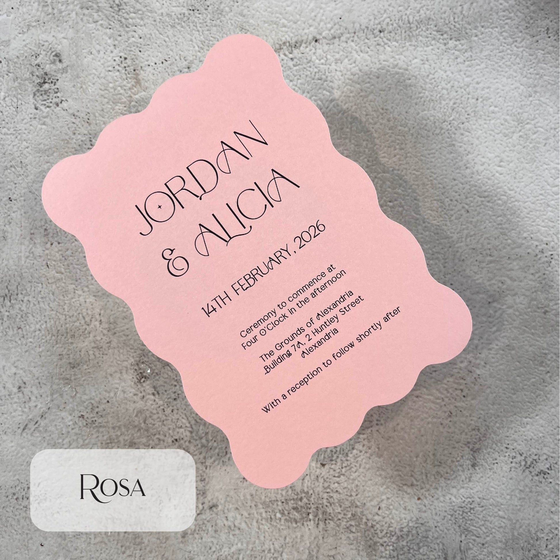 Wave Die Cut Wedding Invitation Wavy Light Pink