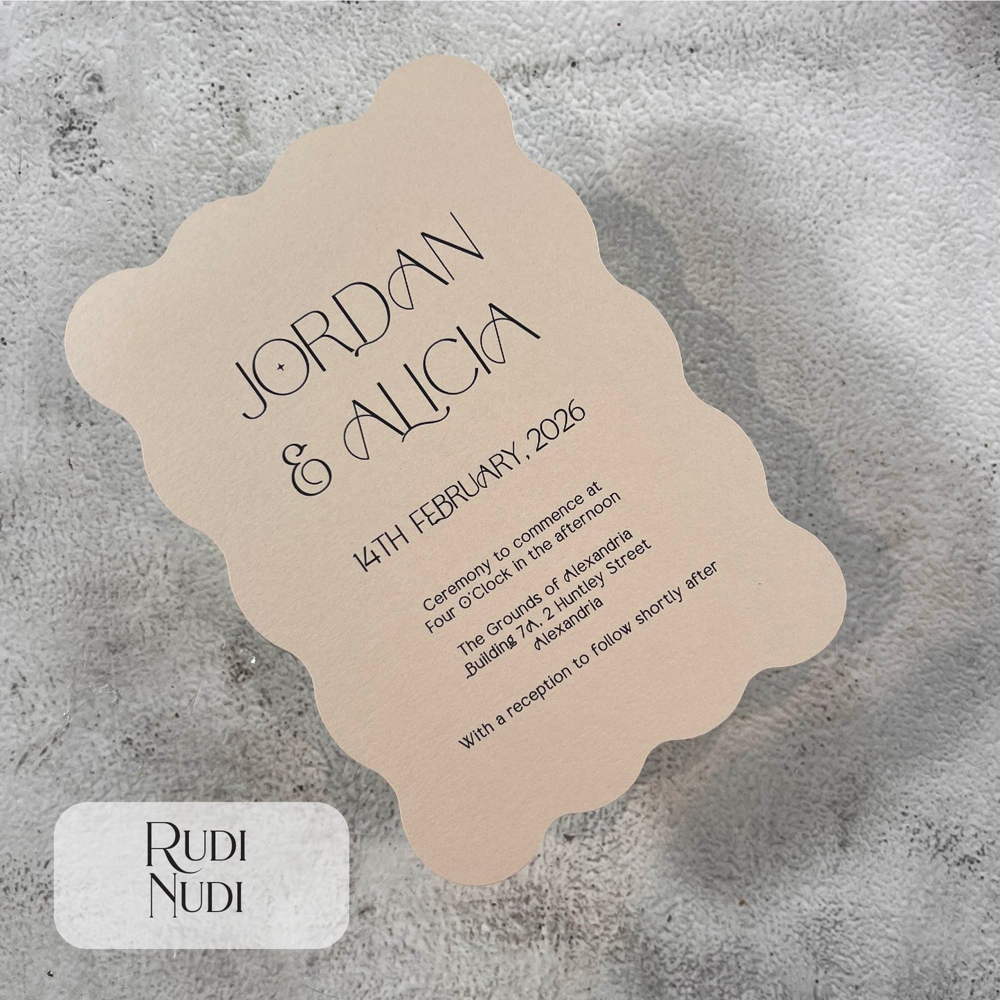 Wave Die Cut Wedding Invitation Wavy Rudi Nudi
