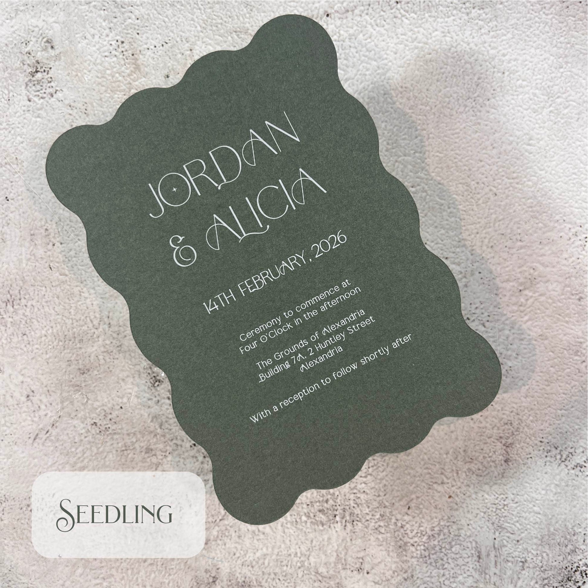 Wave Die Cut Wedding Invitation Wavy Seedling Green