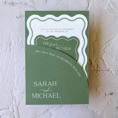 Allure Wave Pocket Arch Invitation Sage Green