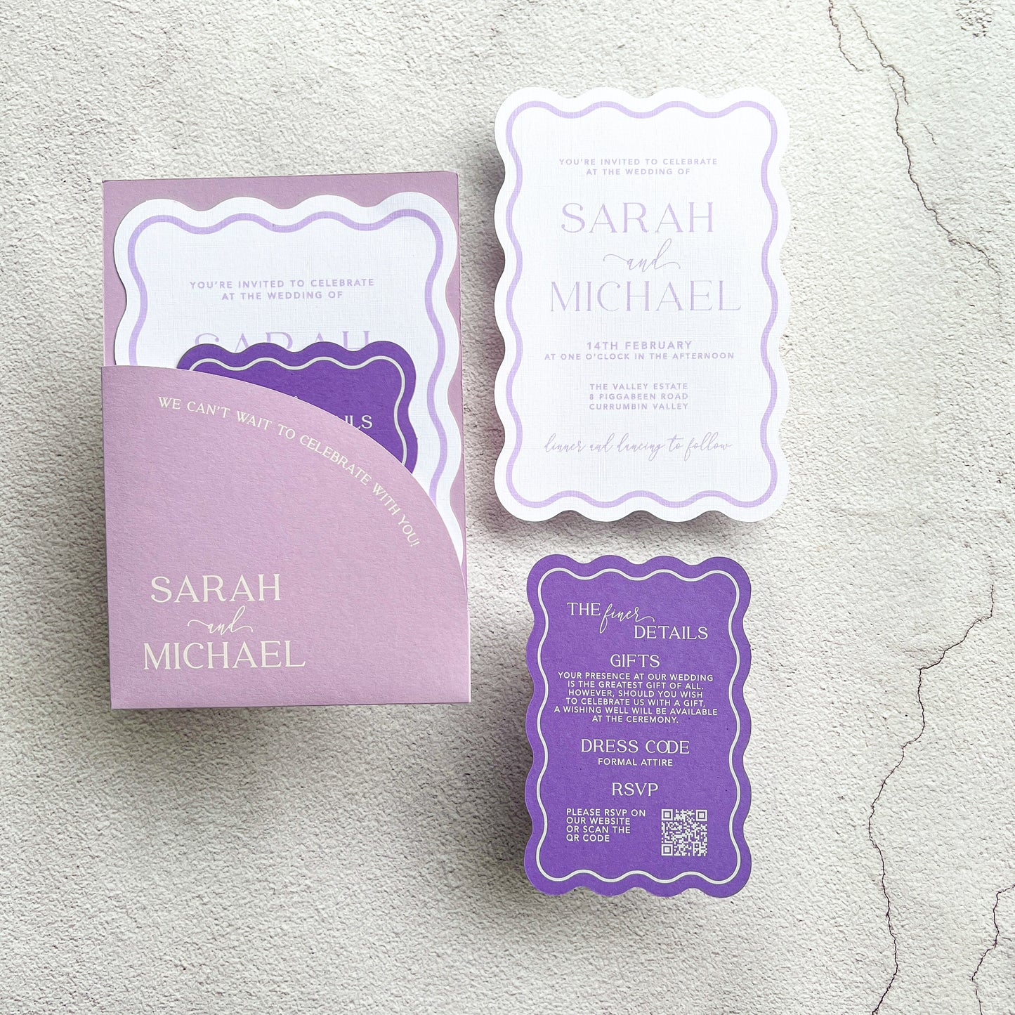 Allure Wave Pocket Arch Invitation Lavender Purple