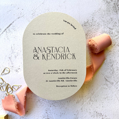 Anastacia Oval Wedding Invitation Suite