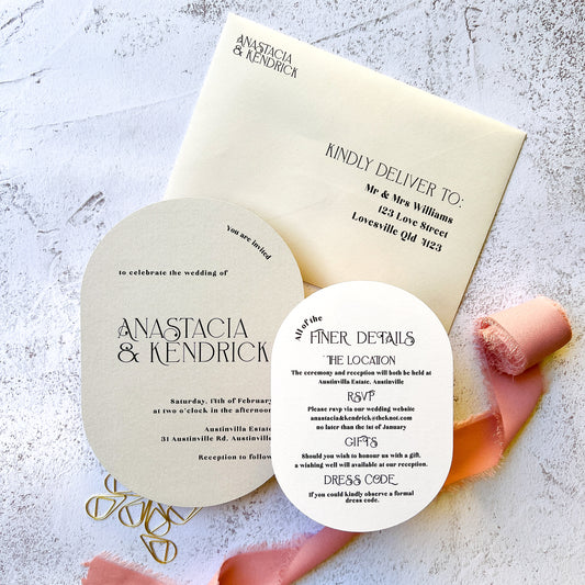 Anastacia Oval Wedding Invitation Suite