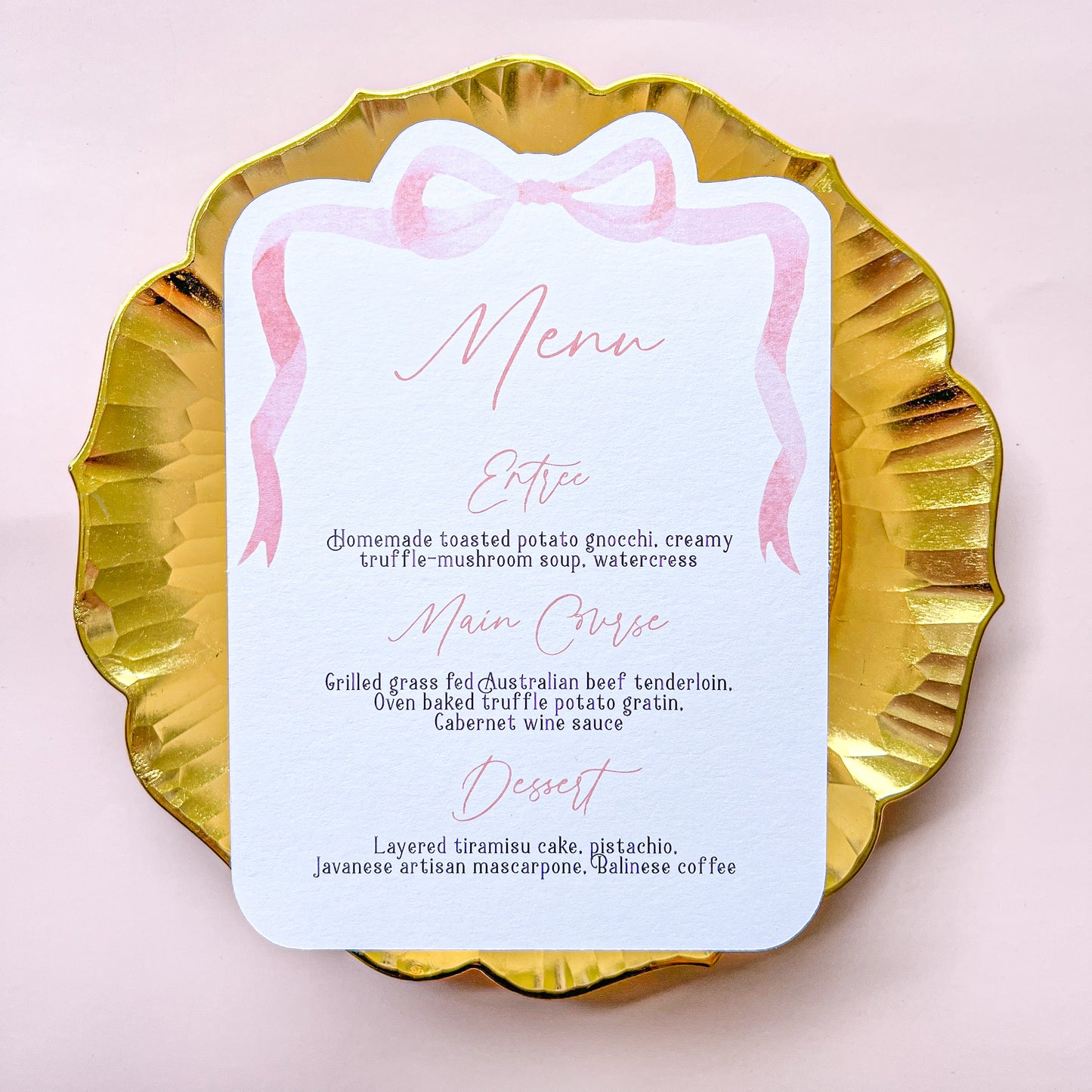Pink Bow Shape Menu