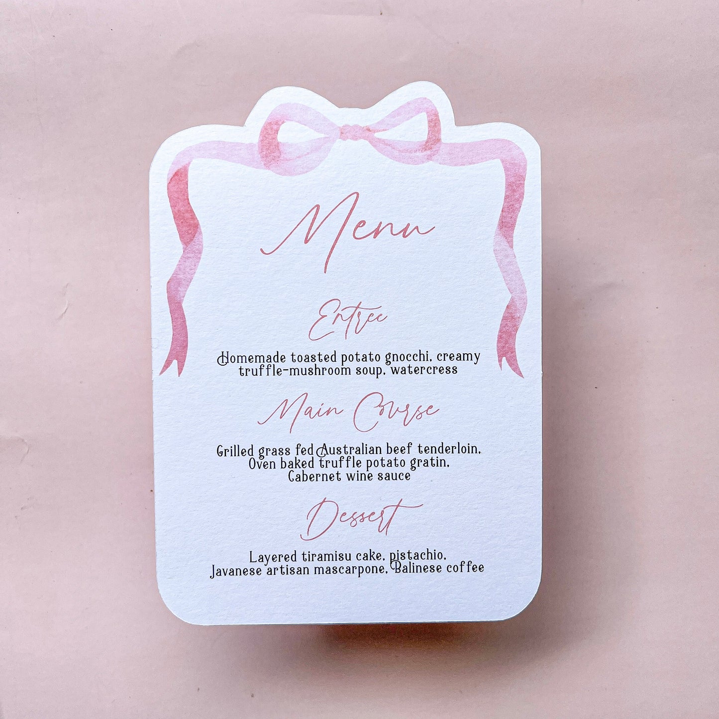 Pink Bow Shape Menu