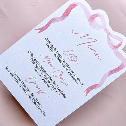 Pink Bow Shape Menu