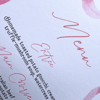 Pink Bow Shape Menu