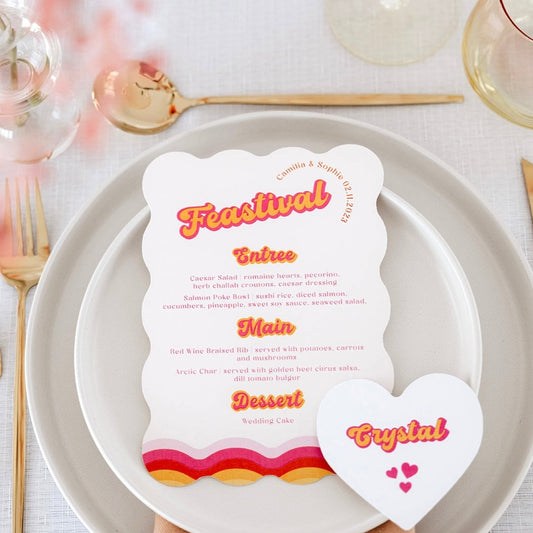 Vivid Vibes Wave Menu  / Heart Place Cards